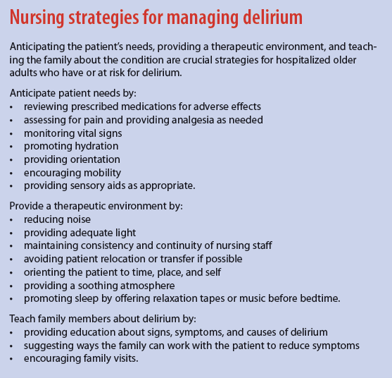 Managing Delirium In Hospitalized Older Adults American Nurse