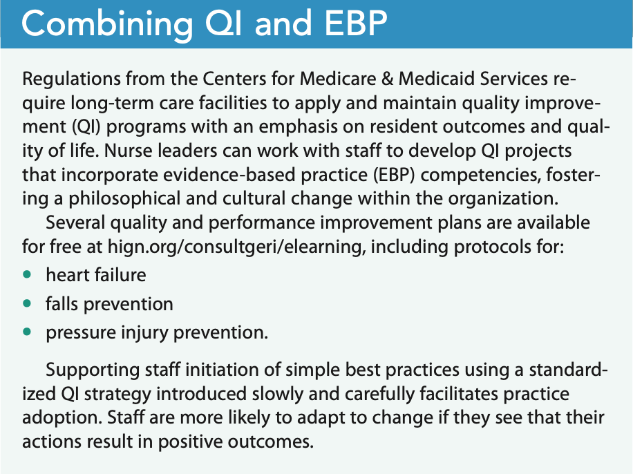 Implementing evidencebased practice in longterm care