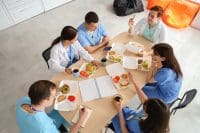 Nurses eating lunch together